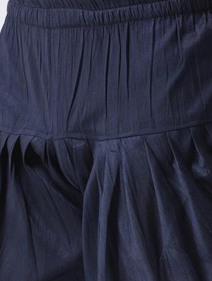 navy blue solid dhoti kurta set with printed bandhgala jacket - 17585726 - Standard Image - 5