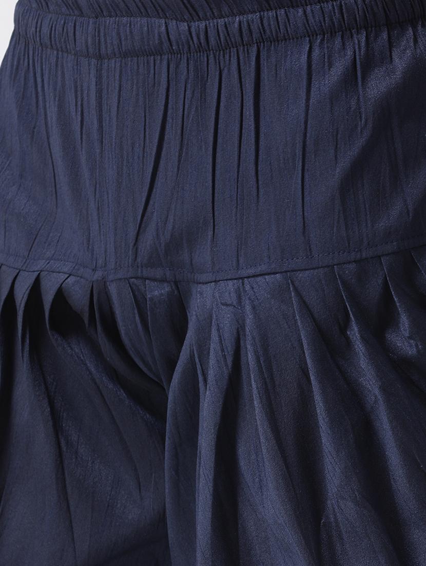 navy blue solid dhoti kurta set with printed bandhgala jacket - 17585726 - Zoom Image - 5
