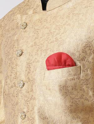 beige jacquard sherwani set - 17585732 - Standard Image - 4