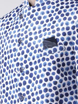 blue printed sherwani set - 17585740 - Standard Image - 4