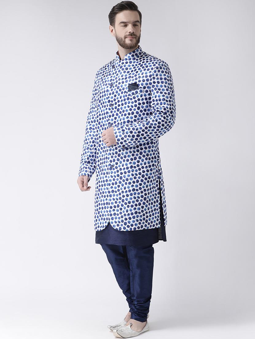 blue printed sherwani set - 17585740 - Zoom Image - 2
