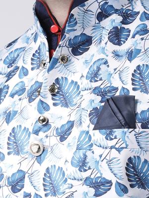 blue printed sherwani set - 17585742 - Standard Image - 4