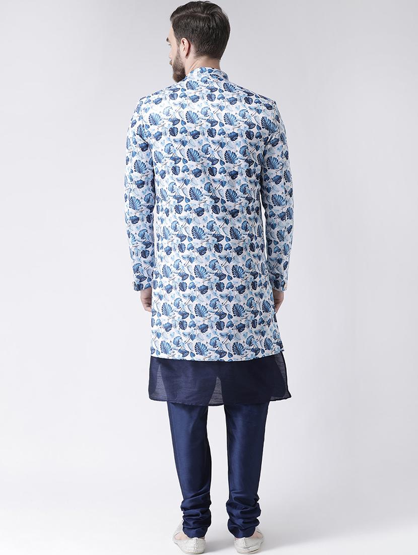 blue printed sherwani set - 17585742 - Zoom Image - 3