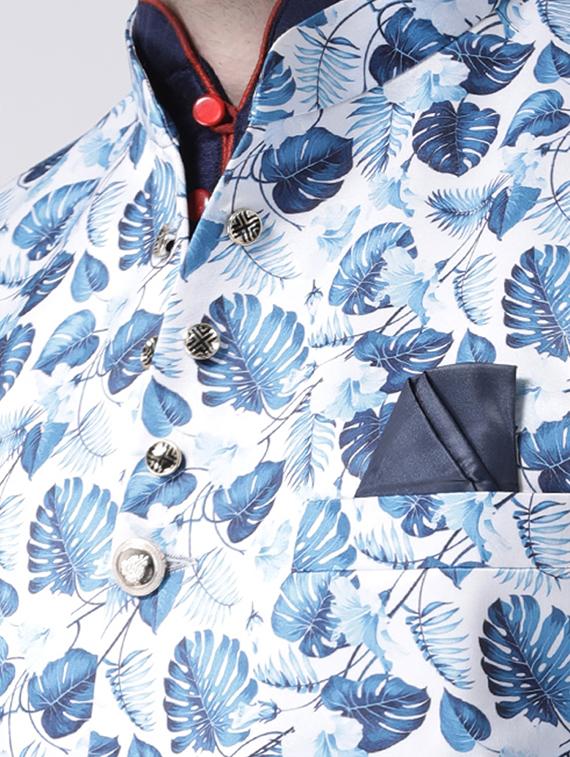 blue printed sherwani set - 17585742 - Zoom Image - 4