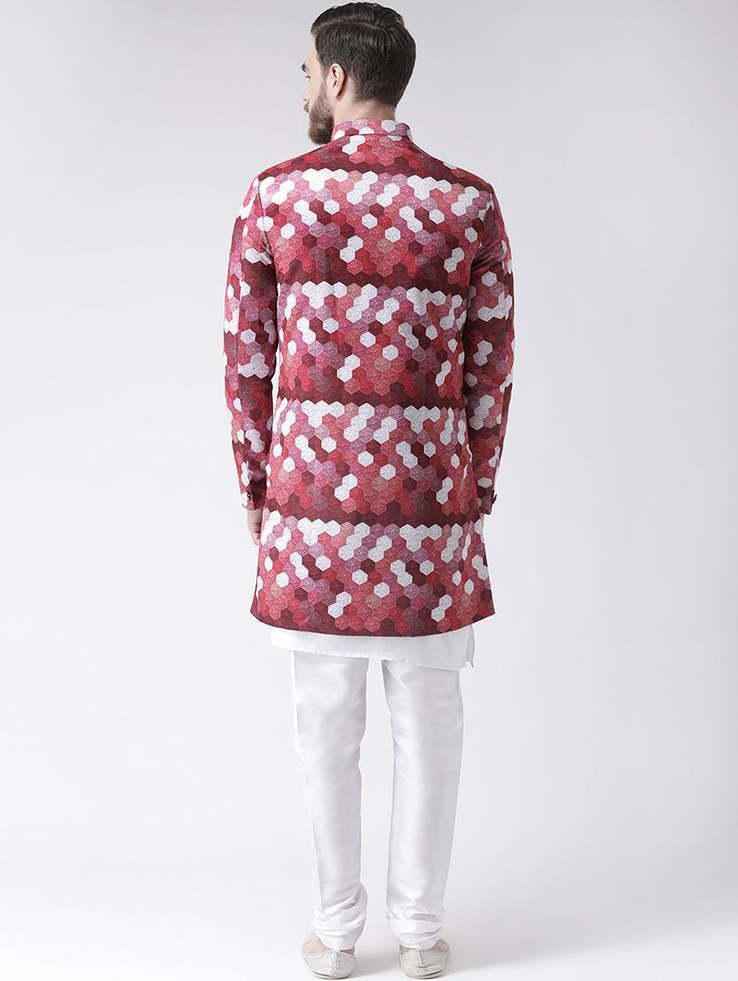 red printed sherwani set - 17585743 - Zoom Image - 3