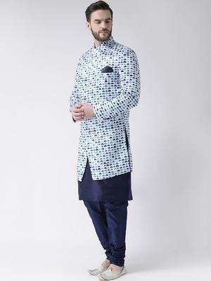 blue printed sherwani set - 17585745 - Standard Image - 2