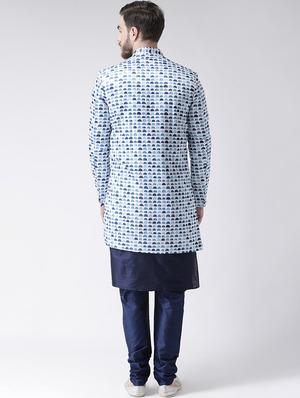 blue printed sherwani set - 17585745 - Standard Image - 3