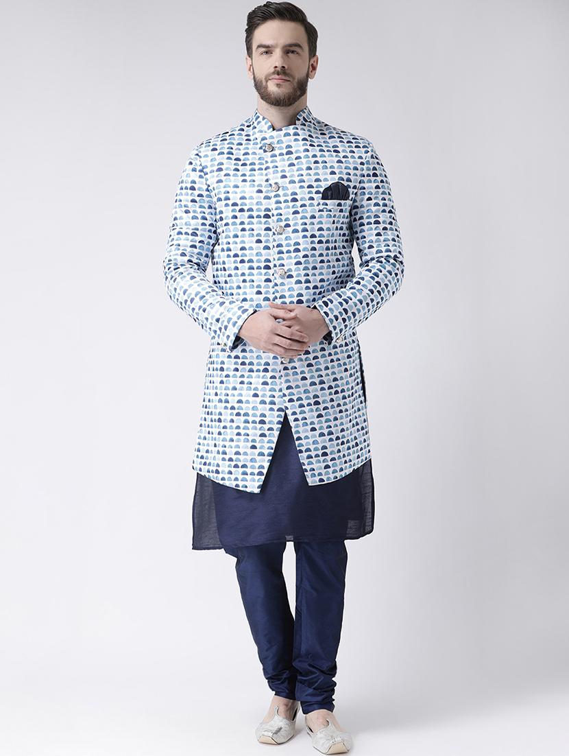 blue printed sherwani set - 17585745 - Zoom Image - 1