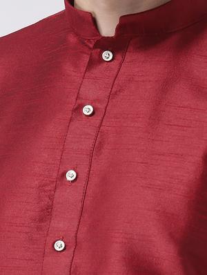maroon dupion dhoti kurta set - 17585754 - Standard Image - 4