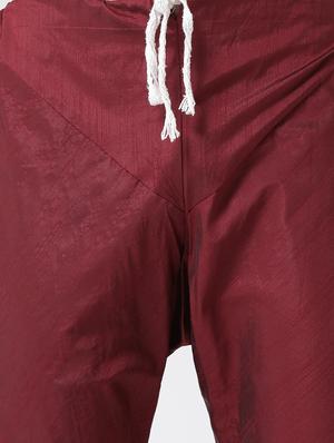 maroon silk blend solid kurta pyjama set - 17585781 - Standard Image - 5