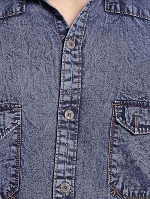 blue denim casual shirt - 17585804 - Standard Image - 5