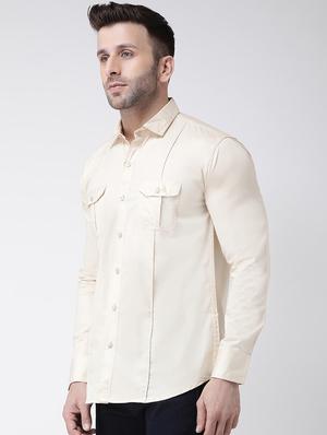 beige solid casual shirt - 17585843 - Standard Image - 2