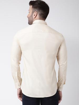 beige solid casual shirt - 17585843 - Standard Image - 3