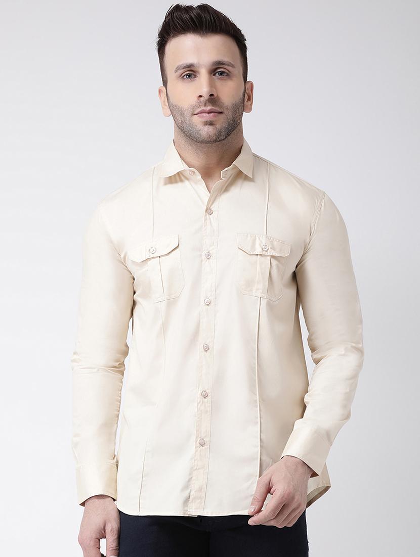 beige solid casual shirt - 17585843 - Zoom Image - 1