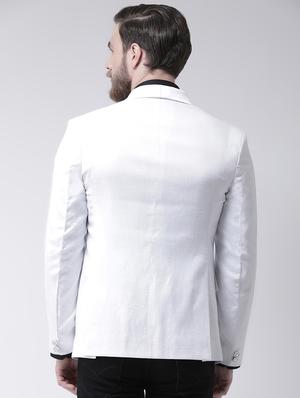 white solid single breasted casual blazer - 17585851 - Standard Image - 3