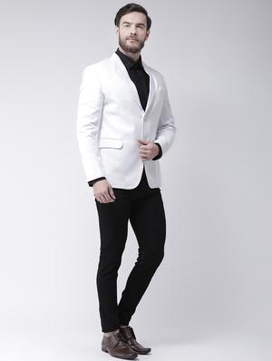 white solid single breasted casual blazer - 17585851 - Standard Image - 4