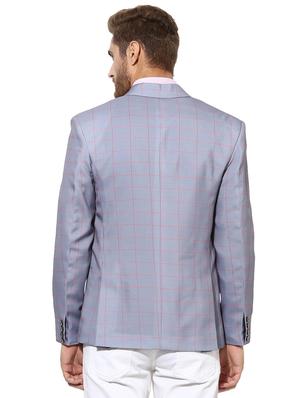grey checkered single breasted casual blazer - 17585866 - Standard Image - 3