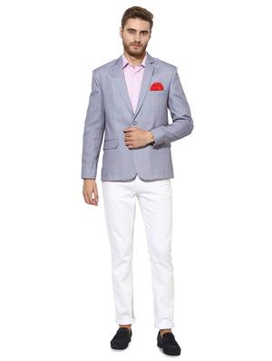 grey checkered single breasted casual blazer - 17585866 - Standard Image - 4