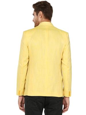 yellow solid linen casual blazer - 17585867 - Standard Image - 3