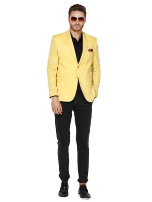 yellow solid linen casual blazer - 17585867 - Standard Image - 4