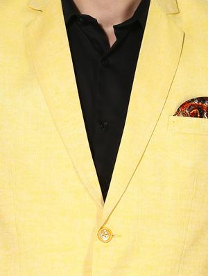 yellow solid linen casual blazer - 17585867 - Standard Image - 5