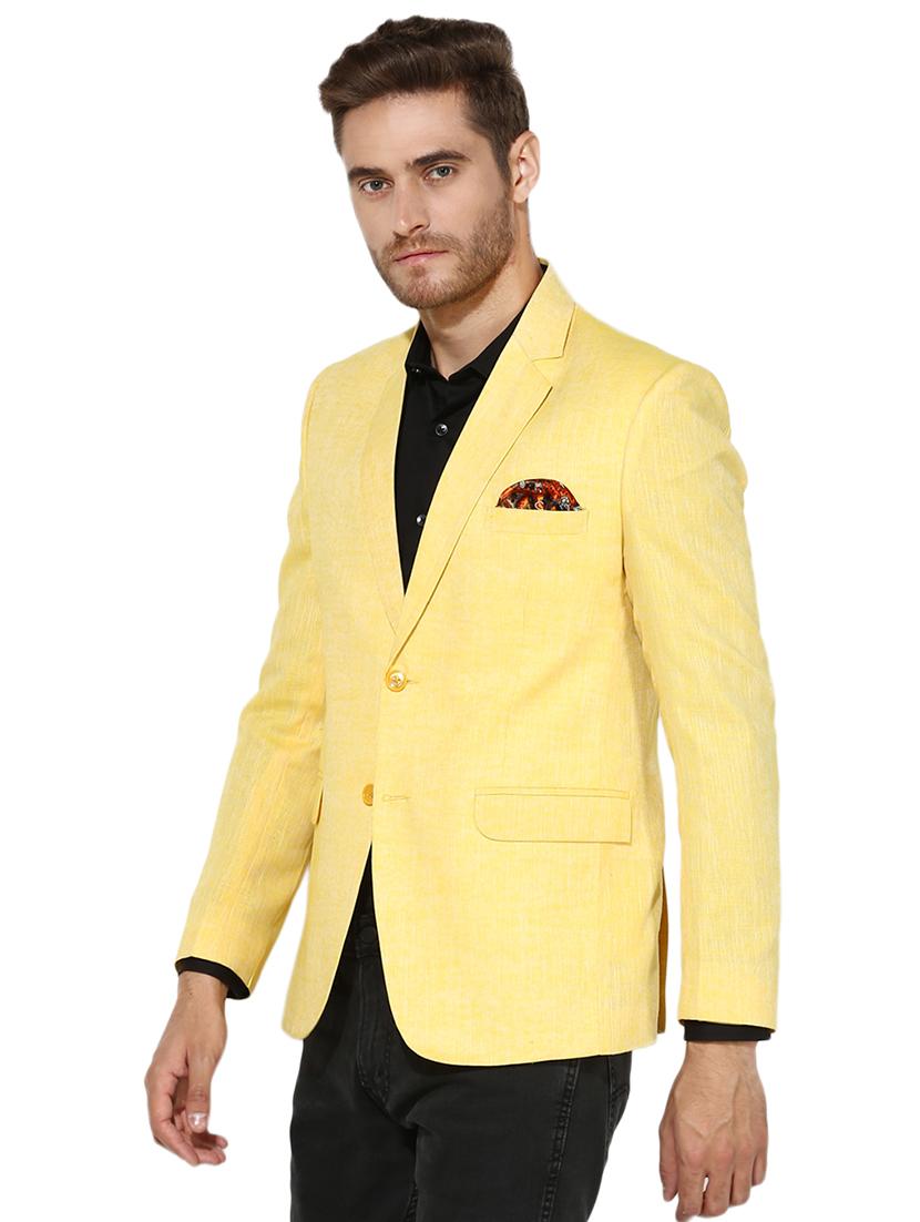 yellow solid linen casual blazer - 17585867 - Zoom Image - 2