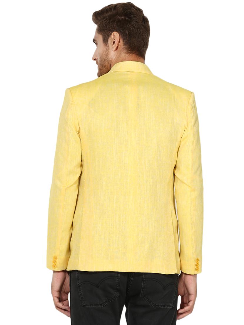 yellow solid linen casual blazer - 17585867 - Zoom Image - 3