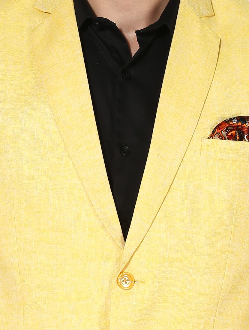 yellow solid linen casual blazer - 17585867 - Zoom Image - 5