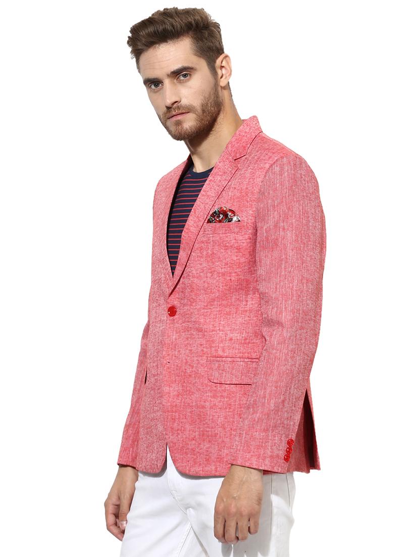 red solid linen casual blazer - 17585868 - Zoom Image - 2