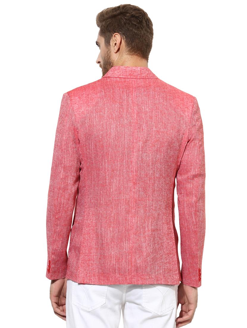red solid linen casual blazer - 17585868 - Zoom Image - 3