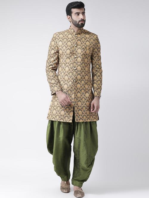 multi colored jacquard sherwani set - 17585884 - Standard Image - 1