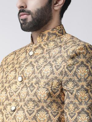 multi colored jacquard sherwani set - 17585884 - Standard Image - 4