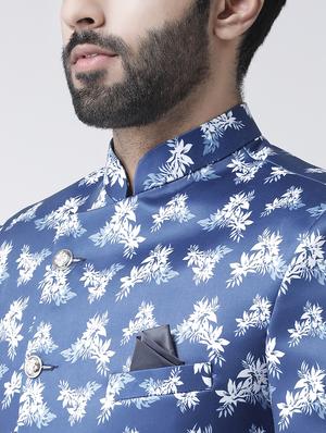 blue printed sherwani set - 17585888 - Standard Image - 4
