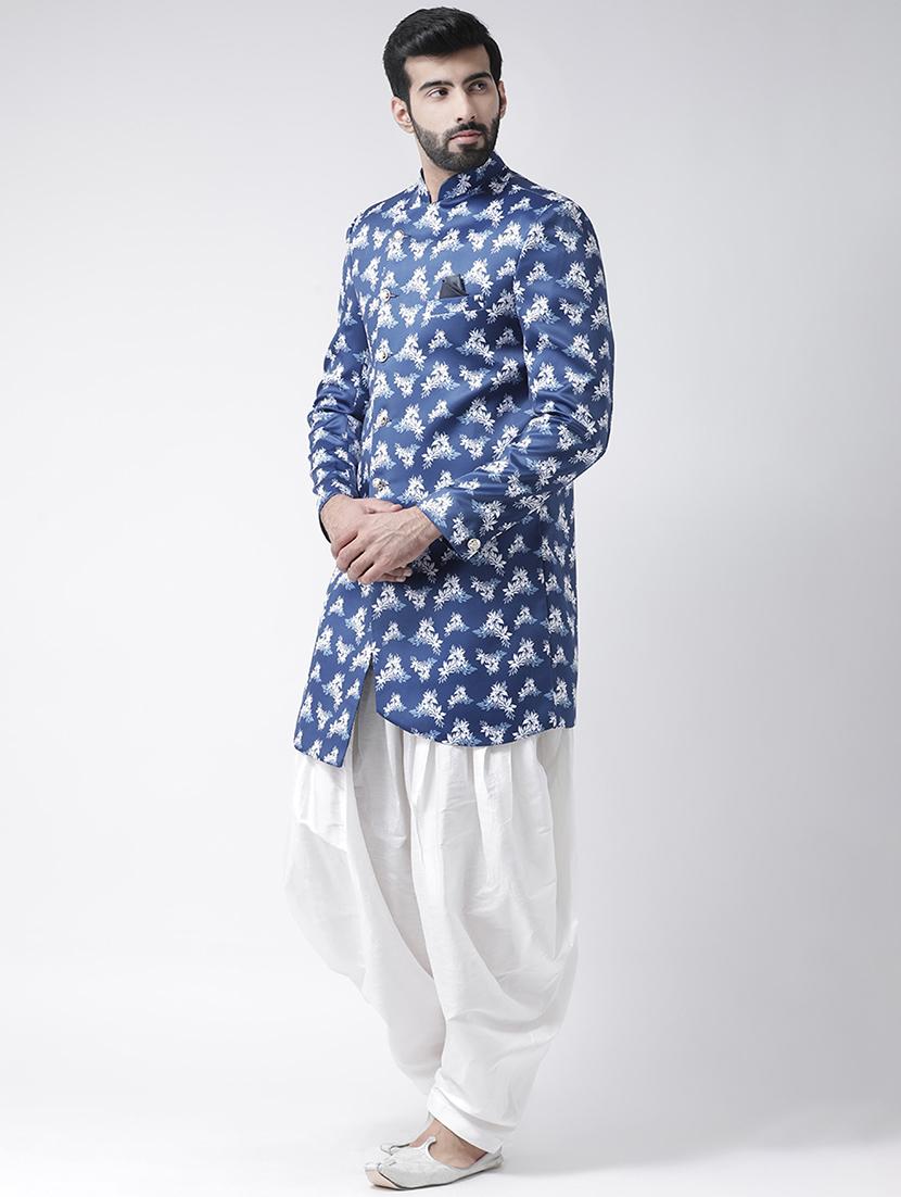 blue printed sherwani set - 17585888 - Zoom Image - 2