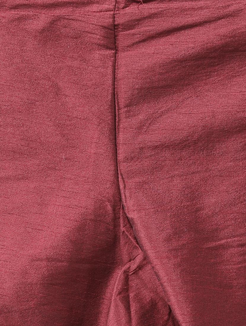 maroon solid kurta pyjama set with off white printed nehru jacket - 17585935 - Zoom Image - 5