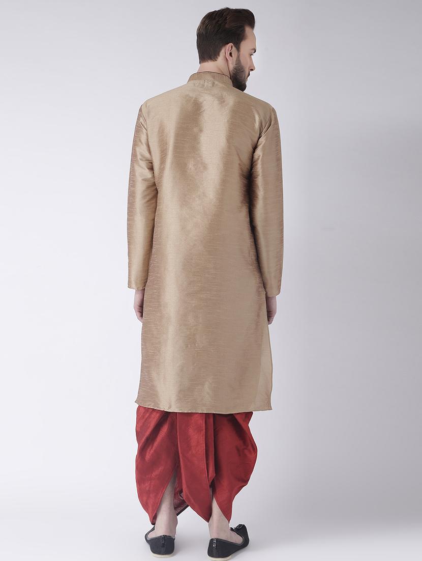 beige solid dhoti kurta set with printed bandhgala jacket - 17585958 - Zoom Image - 5