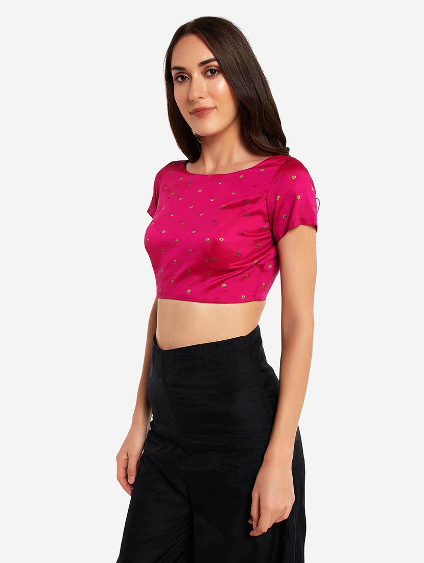 pink art silk solid blouse - 17585990 - Zoom Image - 2