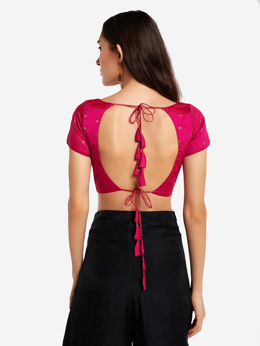pink art silk solid blouse - 17585990 - Zoom Image - 3