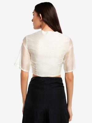 white art silk solid blouse - 17585991 - Standard Image - 3