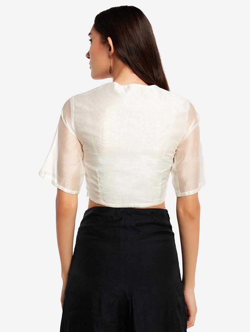 white art silk solid blouse - 17585991 - Zoom Image - 3