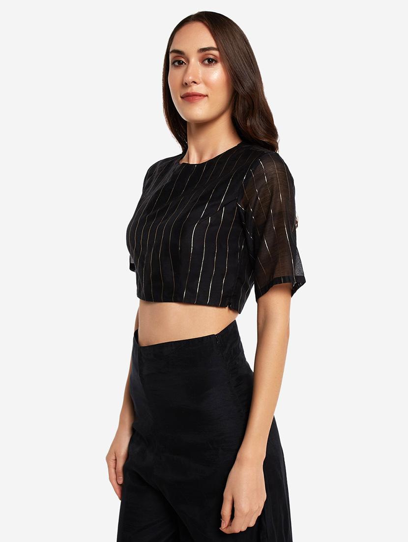 black art silk solid blouse - 17585993 - Zoom Image - 2