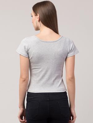 grey cotton lycra regular top - 17586302 - Standard Image - 3