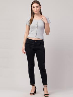 grey cotton lycra regular top - 17586302 - Standard Image - 4