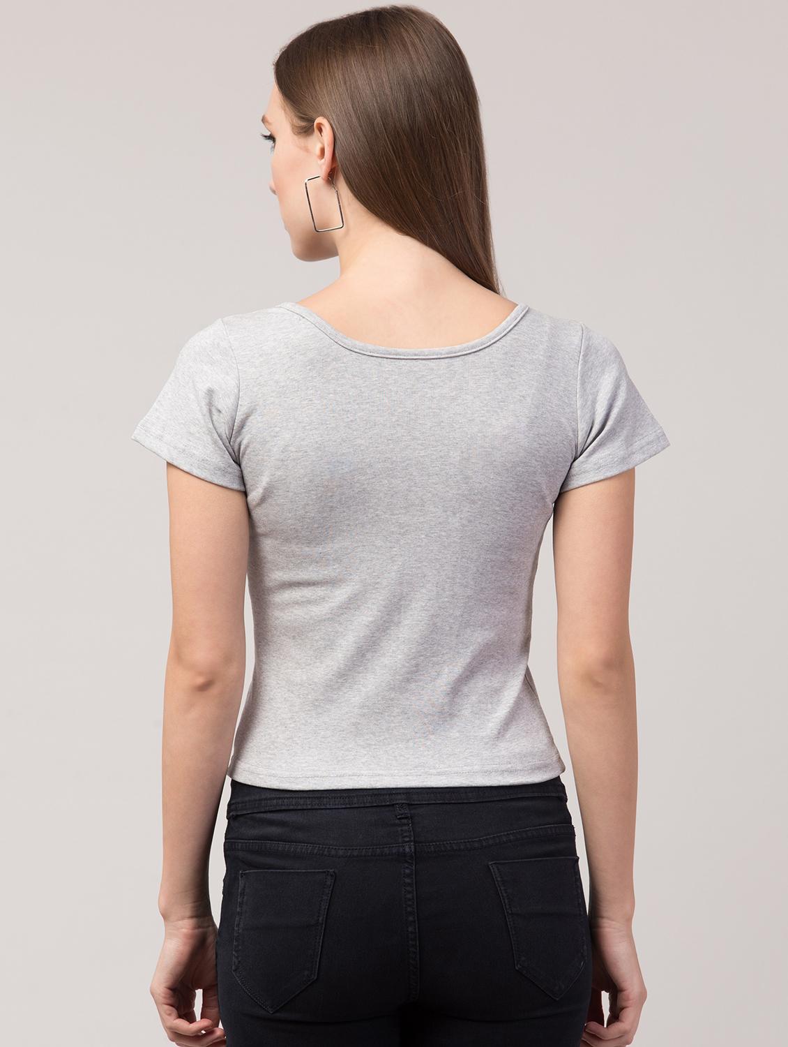 grey cotton lycra regular top - 17586302 - Zoom Image - 3