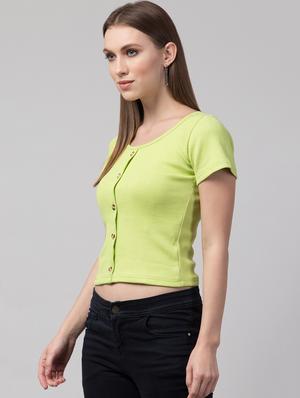 green cotton lycra regular top - 17586303 - Standard Image - 2