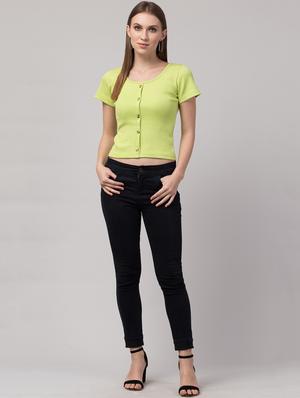 green cotton lycra regular top - 17586303 - Standard Image - 4