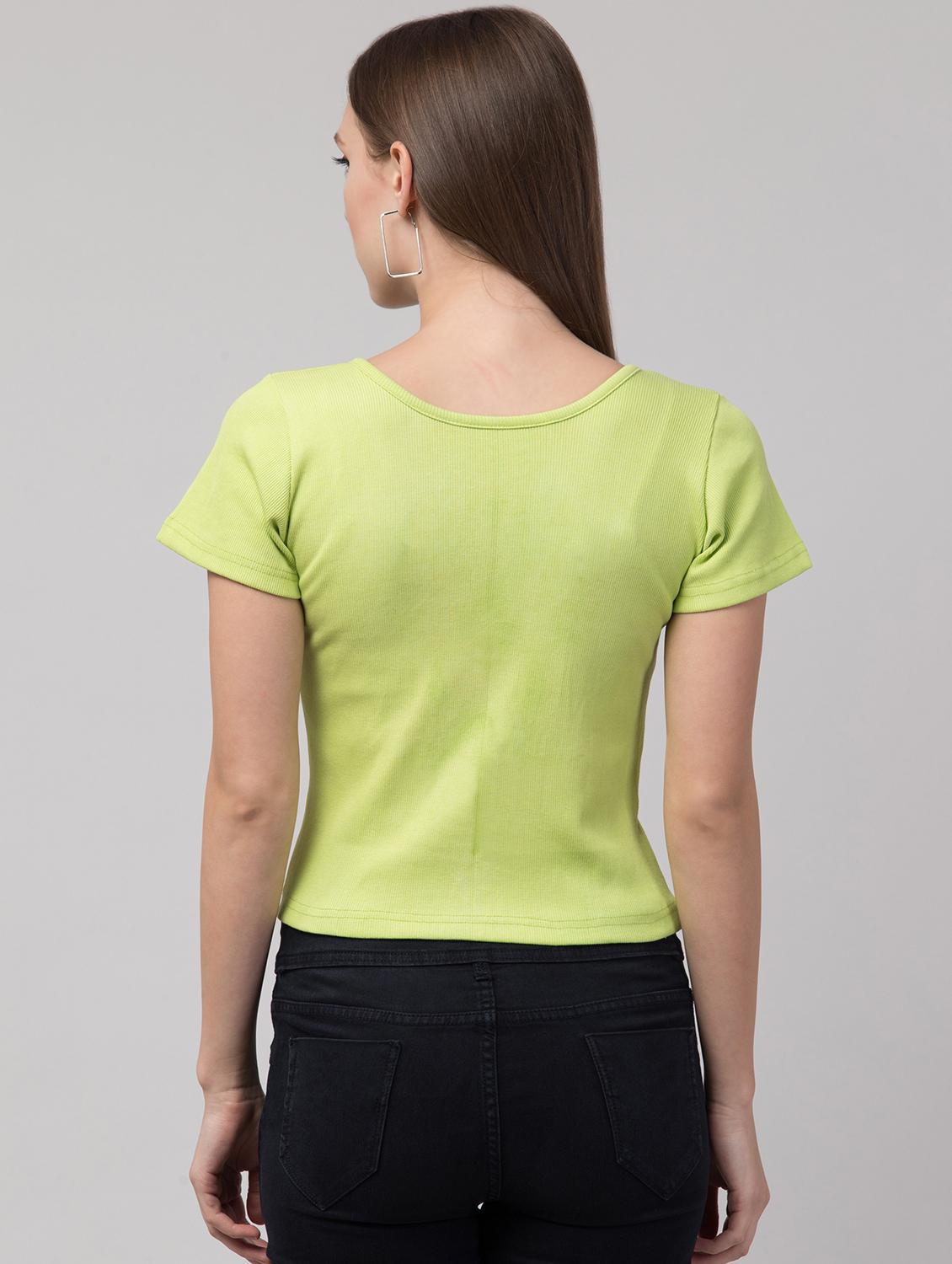 green cotton lycra regular top - 17586303 - Zoom Image - 3