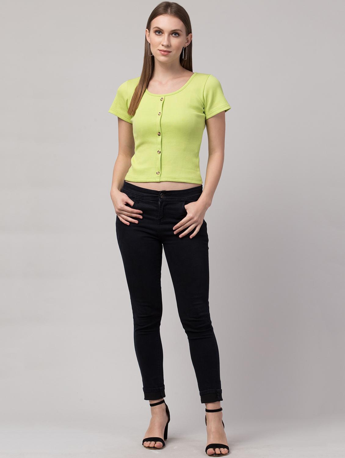 green cotton lycra regular top - 17586303 - Zoom Image - 4