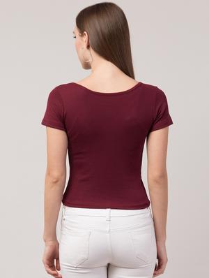 maroon cotton lycra regular top - 17586304 - Standard Image - 3