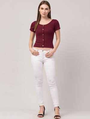 maroon cotton lycra regular top - 17586304 - Standard Image - 4